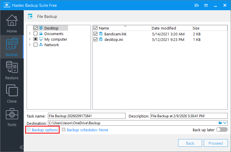 Backup to OneDrive