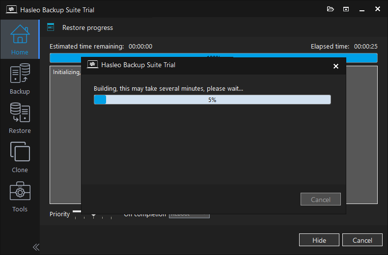 WinPE creation progress bar