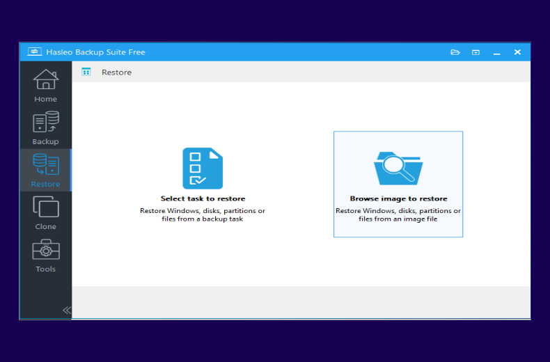 Browse image to restore
