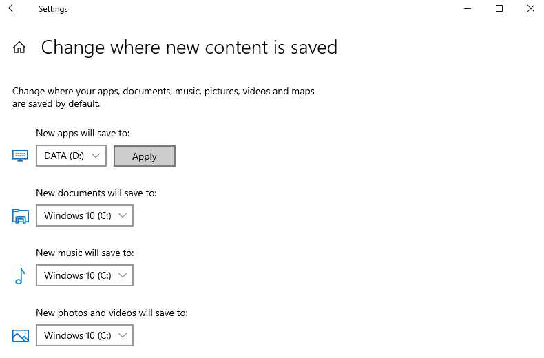change where new content is saved