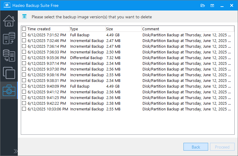 complete deleting the backup image.