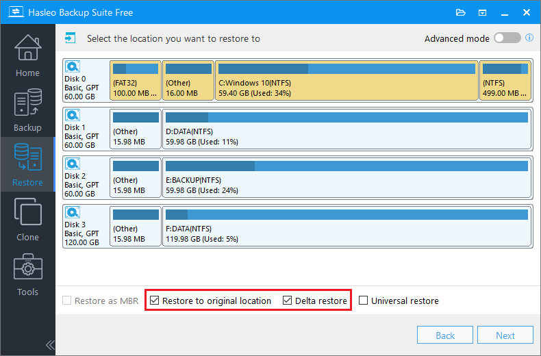 Select target disk
