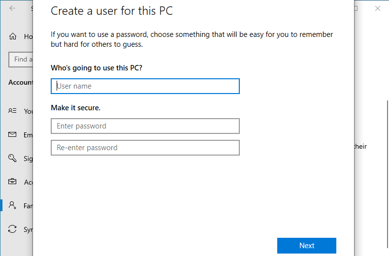 Add Local Account
