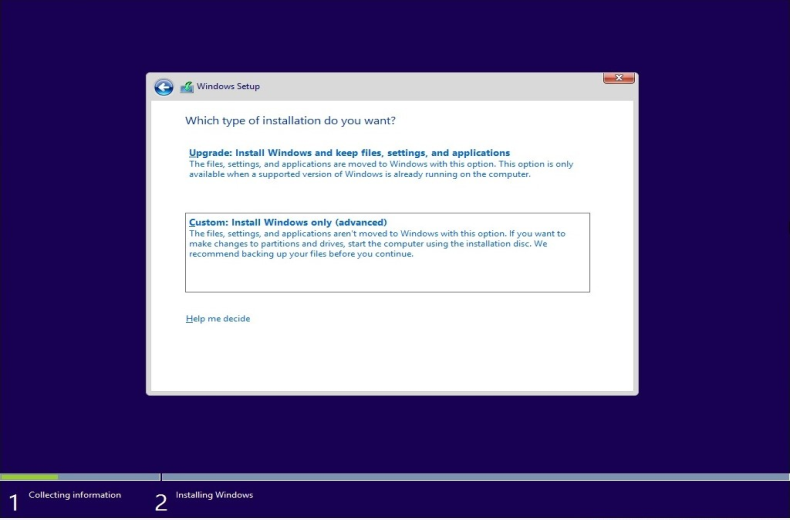fresh install of Windows 10