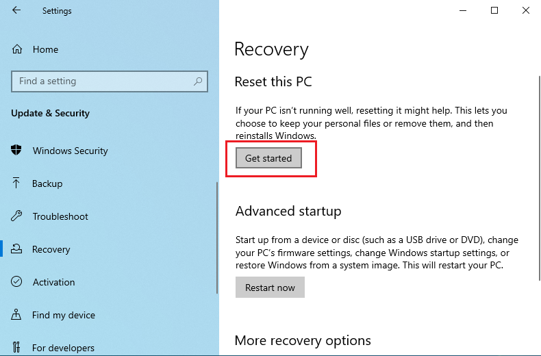 Reset This PC