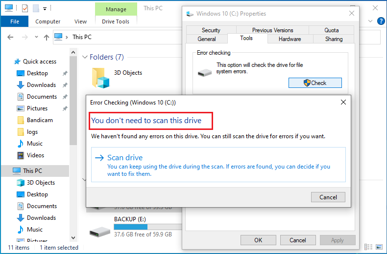 disk error checking