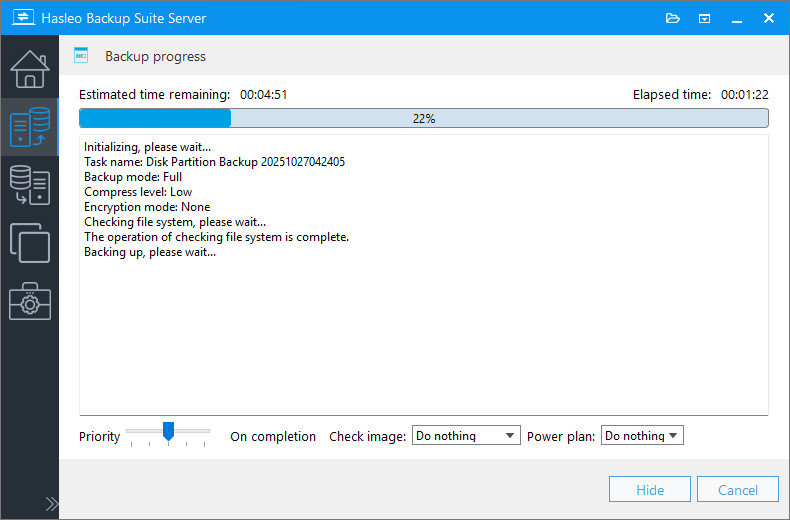 Backup progress