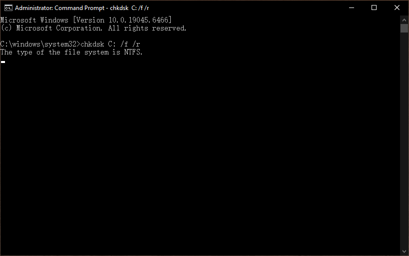 scan and repair file system errors