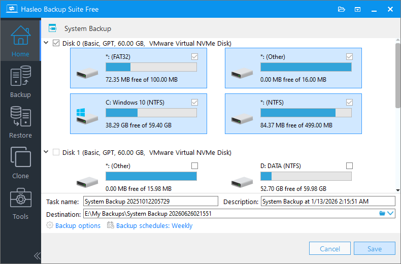 Save backup schedule settings button