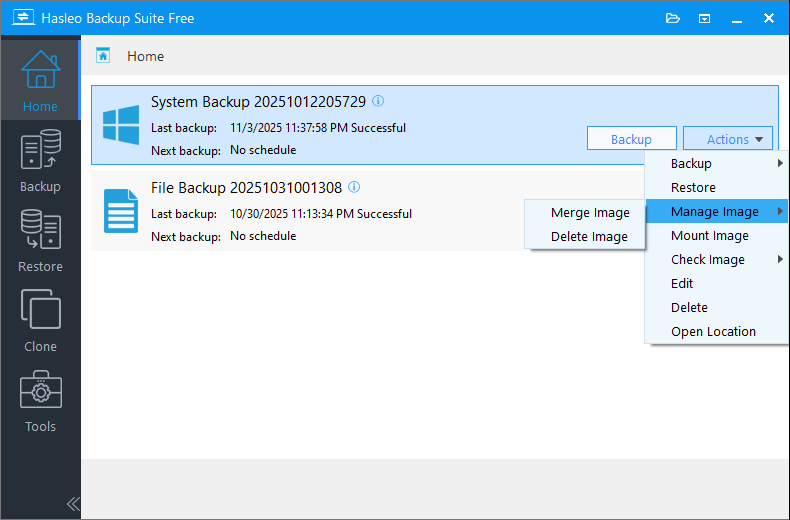 click manage image