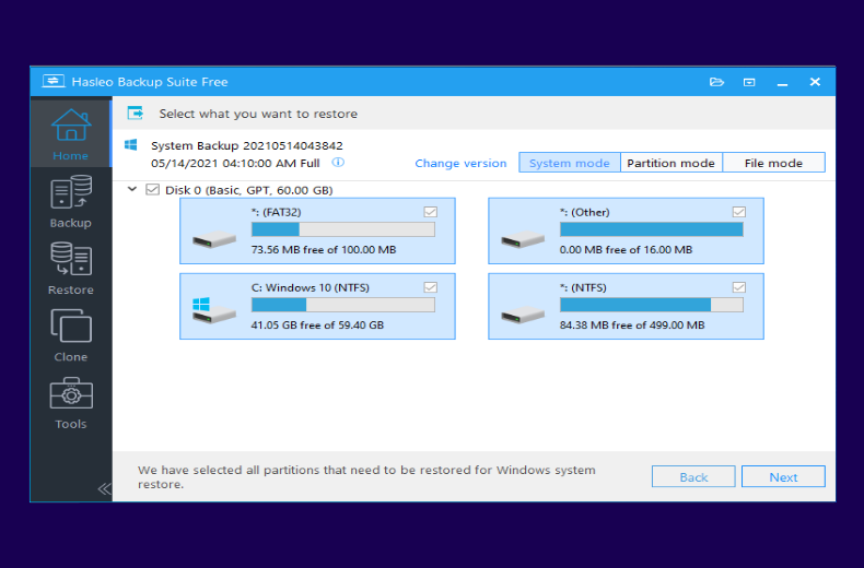Select system partition