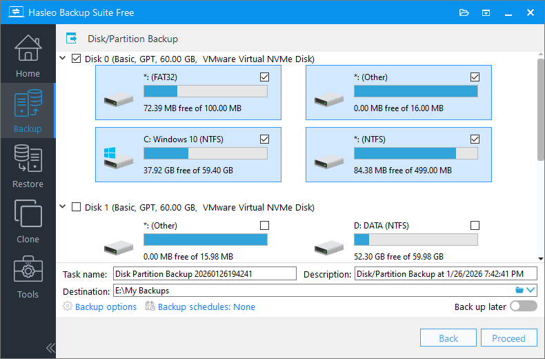 Select Disk to Backup