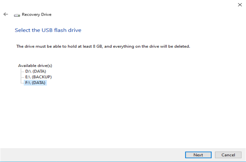 Choose USB flash drive
