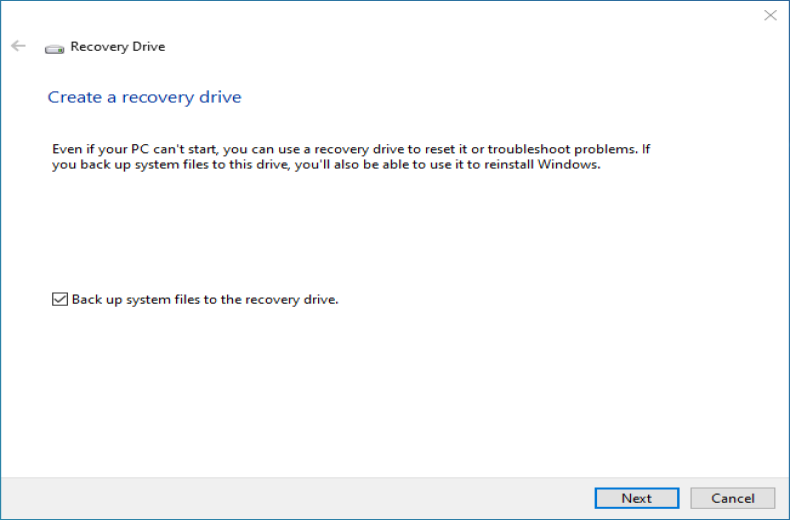 Create a recovery drive