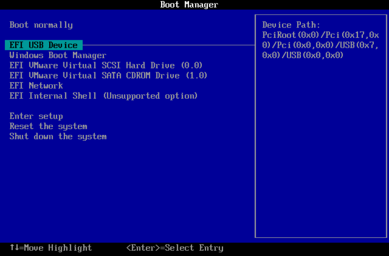 Boot from USB