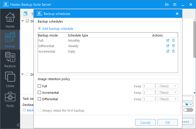Add multiple backup schedules