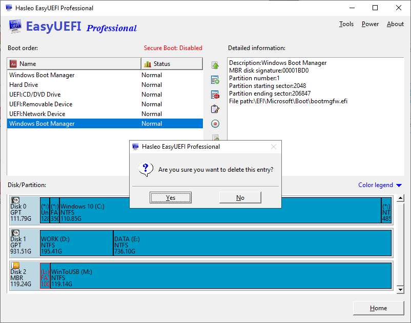 remove UEFI boot entry