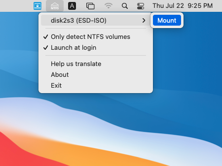mount NTFS drive on Mac