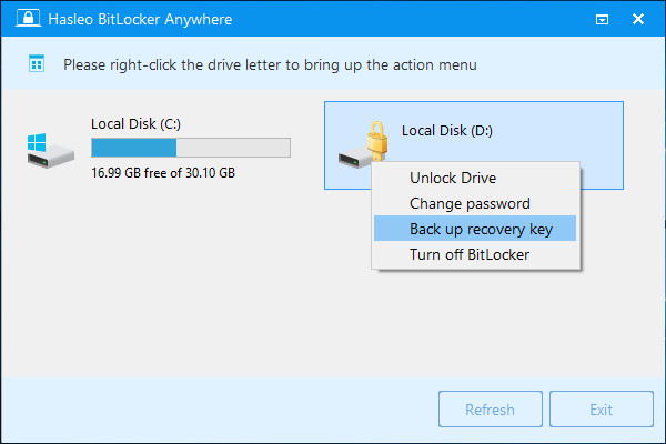 how to change bitlocker recovery key windows 10