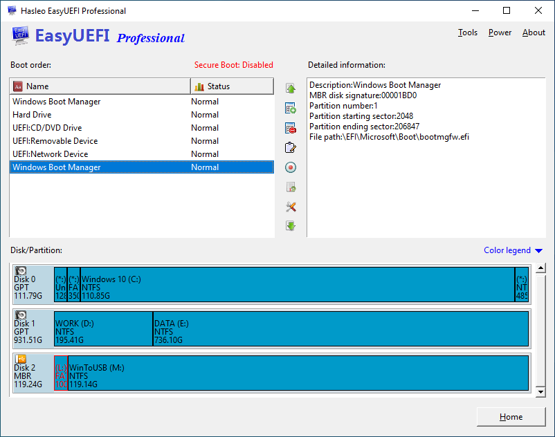 delet value from win 10 boot loader