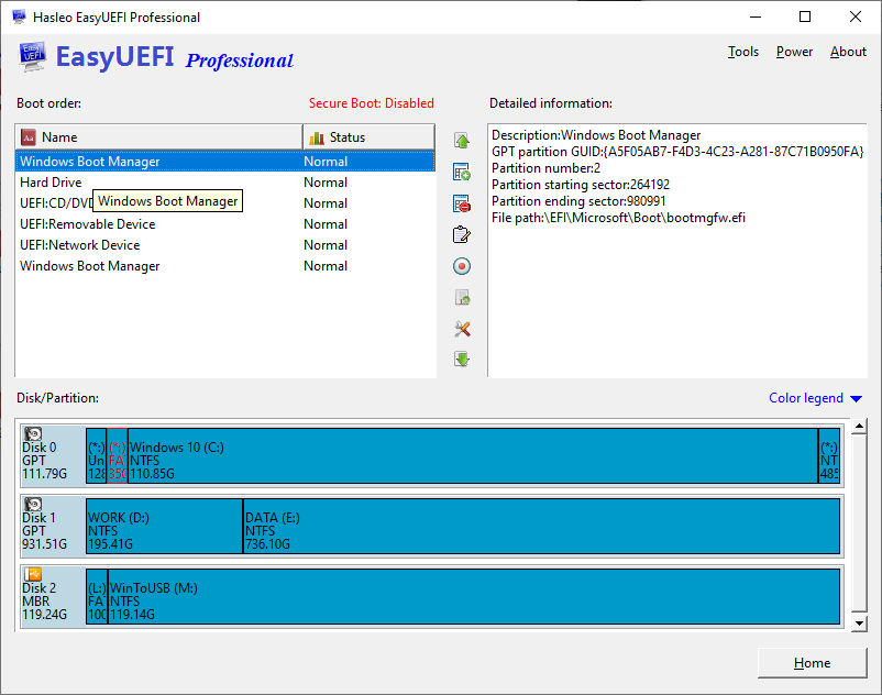 EasyUEFI Enterprise 4.5 + WinPE (x64) Easyuefi-manage-efi-boot-option