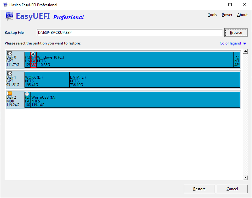 recovery partition efi system partition