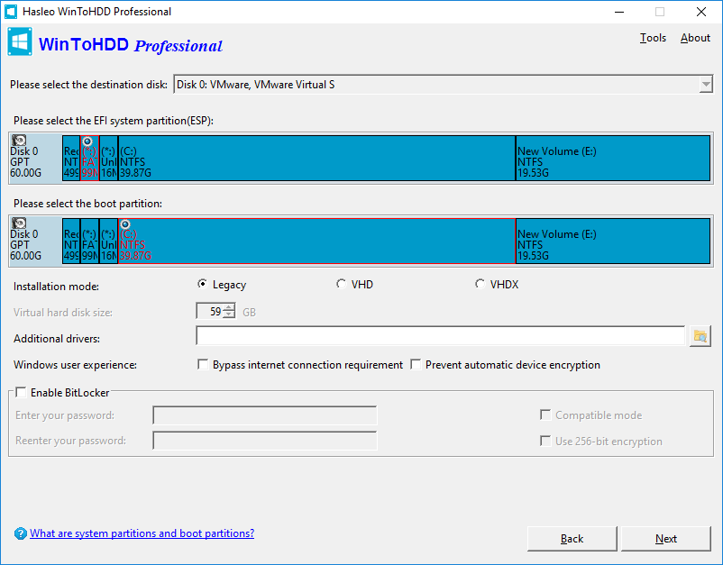 Select Target Partitions